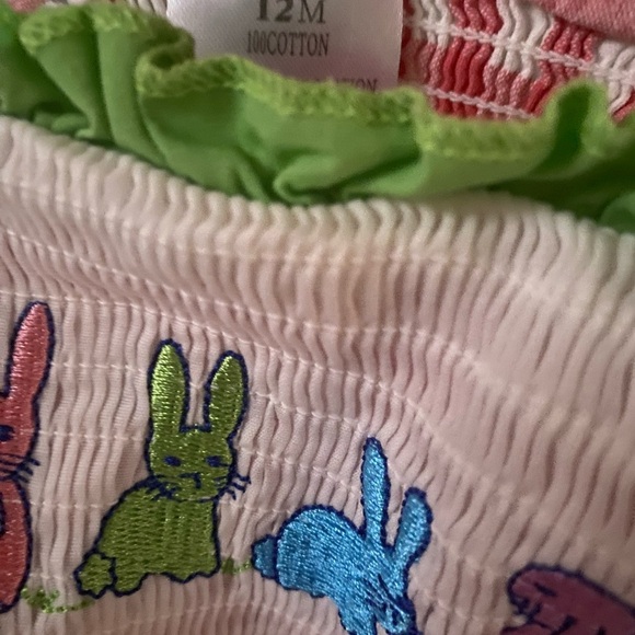 Smocked Gingham Bunny Romper - Picture 7 of 7